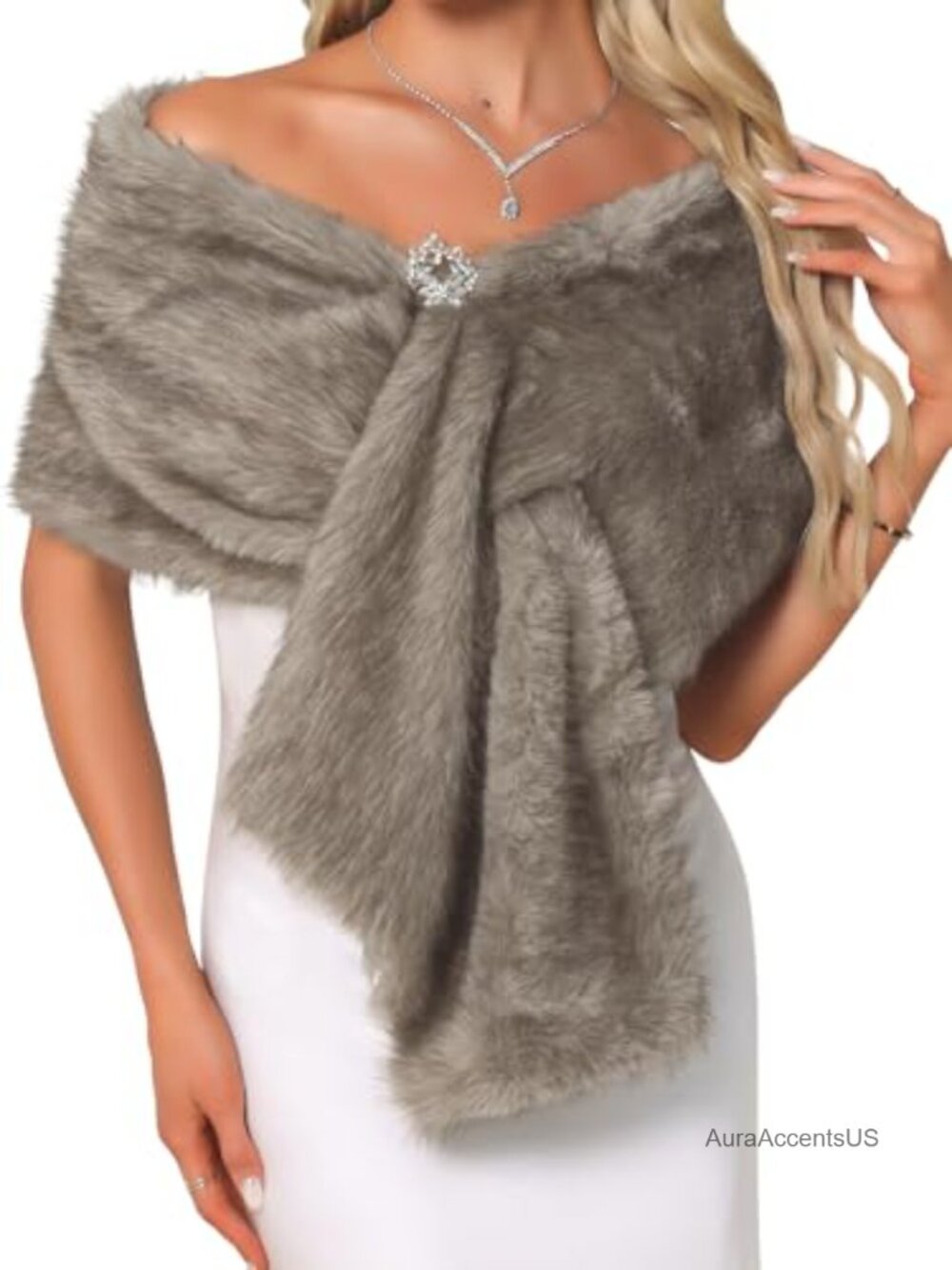 Faux Fur Shawl Wrap Wedding Bridal Winter Cape Stole